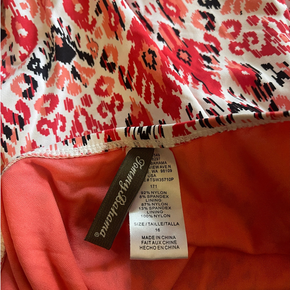 NEW! Tommy Bahama 16 Tummy Control One Piece Bathing Suit $148 Tribal Swim Coral - Picture 3 of 3